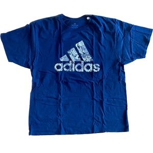 Adidas Navy Blue Short Sleeve T-Shirt Marble Gray Graphic Logo Activewear 2XL